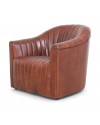 Fauteuil en cuir brun esprit Gatsby "Zoe"