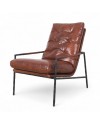 Fauteuil contemporain en cuir marron et métal "Hope"
