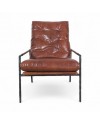 Fauteuil contemporain en cuir marron et métal "Hope"