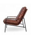 Fauteuil contemporain en cuir marron et métal "Hope"