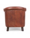 Fauteuil cuir vieilli marron style anglais "Maud"