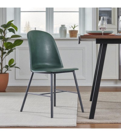 2 x Chaises cuir vert vintage "Sandrigham"