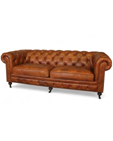 3-Sitzer Sofa Chesterfield aus braunem Leder in Antikoptik – Kollektion Windsor 3-Sitzer Sofa Chesterfield aus braunem Leder in Antikoptik – Kollektion Windsor