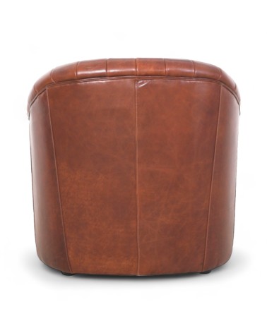 Fauteuil en cuir brun esprit Gatsby - modèle Zoe