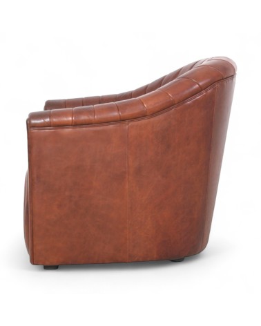 Fauteuil en cuir brun esprit Gatsby - modèle Zoe