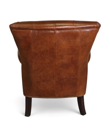 Fauteuil chesterfield cuir vintage marron - modèle Professor