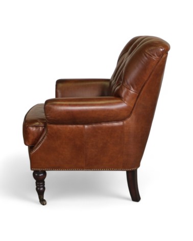 Fauteuil chesterfield cuir vintage marron - modèle Professor