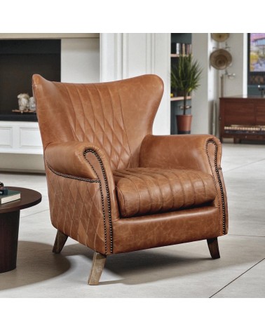 Sessel hellbraun Vintage Leder - Kollektion Lewis