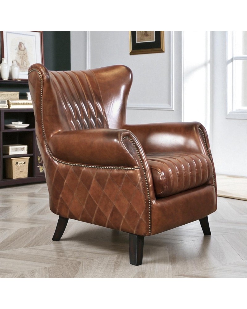 Sessel braunem Leder Vintage - Kollektion Lewis