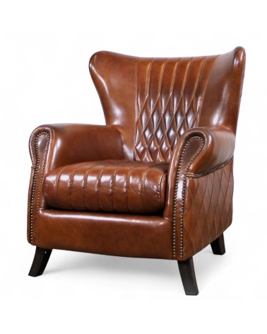 Sessel braunem Leder Vintage - Kollektion Lewis