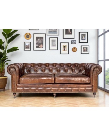 Chesterfield-Sofa aus braunem Vintage-Leder - Kollektion Windsor
