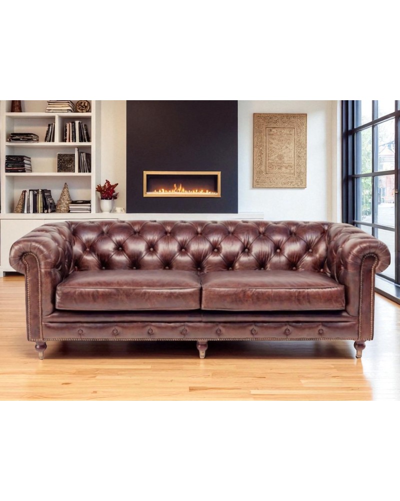 Canapé Chesterfield cuir brun "The First"