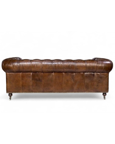 Canapé Chesterfield cuir vintage marron 4 places "Windsor"