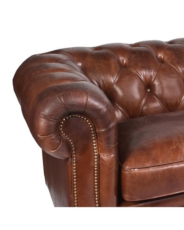 Canapé Chesterfield cuir vintage marron 4 places "Windsor"