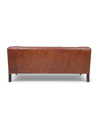 Canapé Chesterfield cuir marron trois places - collection Lois