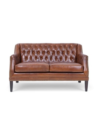 2-Sitzer Chesterfield Sofa aus braunem Leder - Kollektion Lois 2-Sitzer Chesterfield Sofa aus braunem Leder - Kollektion Lois