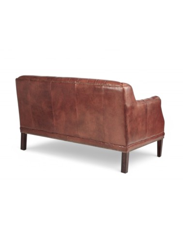 Canapé Chesterfield 2 places cuir brun - collection Lois