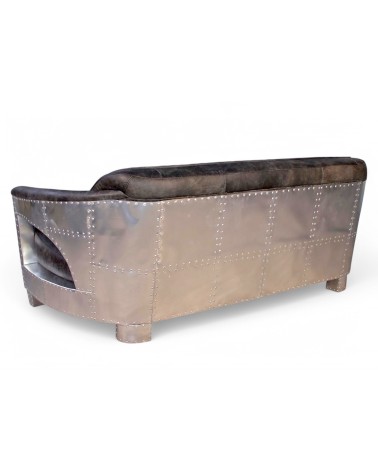 Graues Leder Fliegersofa 3-Sitzer - Kollektion Chuck