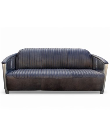 Graues Leder Fliegersofa 3-Sitzer - Modell Mermoz
