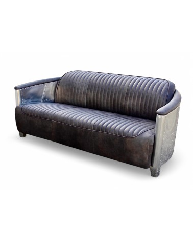 Graues Leder Fliegersofa 3-Sitzer - Modell Mermoz