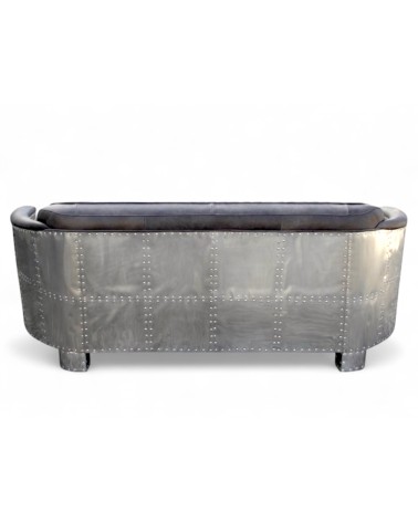 Graues Leder Fliegersofa 3-Sitzer - Modell Mermoz
