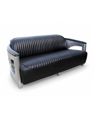 Ledersofa schwarz 3-Sitzer - Kollection Chuck