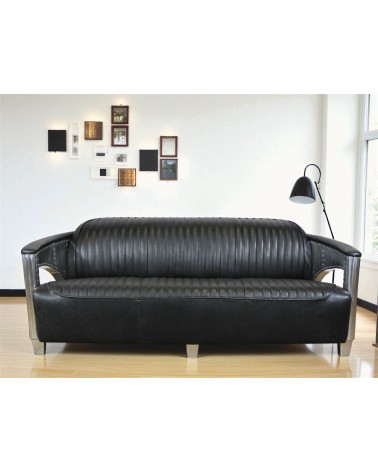 Ledersofa schwarz 3-Sitzer - Kollection Chuck