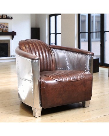 Aviator Sessel Braun Vintage Leder - Kollektion Mermoz