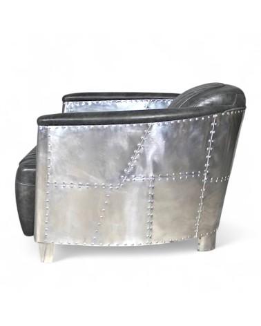 Fauteuil aviateur cuir gris vintage - collection Mermoz