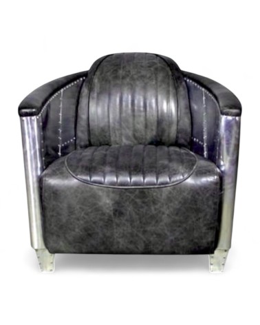 Fauteuil aviateur cuir gris vintage - collection Mermoz