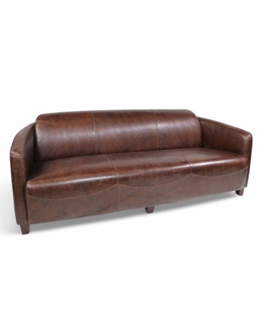 Braunes Leder Clubsofa 3-Sitzer vintage - Kollektion Andrew