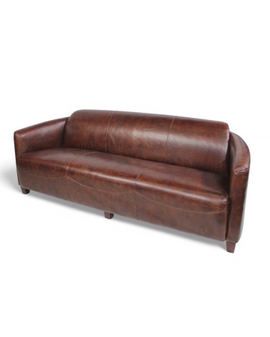 Braunes Leder Clubsofa 3-Sitzer vintage - Kollektion Andrew