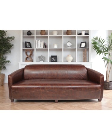 Braunes Leder Clubsofa 3-Sitzer vintage - Kollektion Andrew