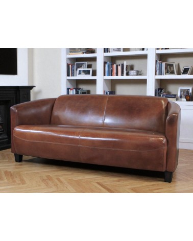 Braunem Leder Clubsofa 3-Sitzer patiniertem - Kollektion Bryan