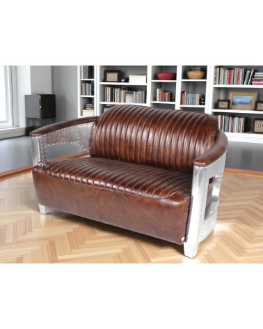 Sofa Aviator braun Leder 2 sitzer - Kollektion Chuck