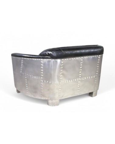 Canapé aviateur cuir noir vintage 2 places - collection Mermoz