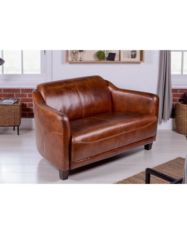 Braunem Leder Clubsofa 2-Sitzer - Kollektion Alfred