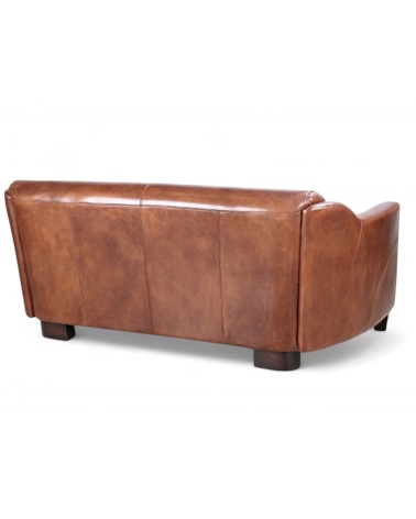 Canapé club cuir marron 3 places vieilli - collection Alfred