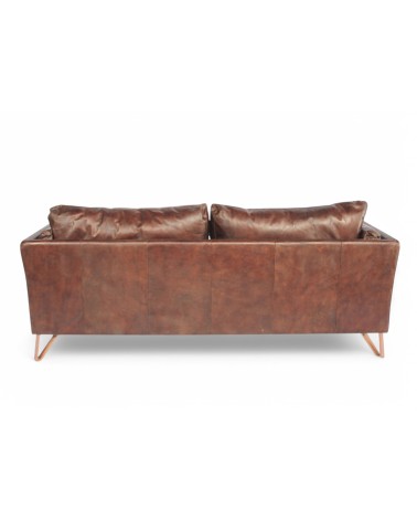 Canapé cuir marron design 3 places - modèle Trevor