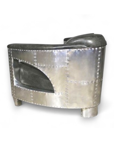Fauteuil cuir gris aviateur vintage - collection Chuck