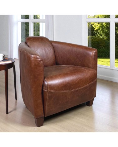 Braun Vintage Leder Clubsessel - Kollektion Andrew