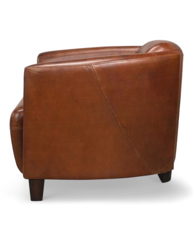 Fauteuil marron club cuir patiné - collection Bryan