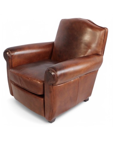 Fauteuil club cuir vintage marron - modèle Palermo