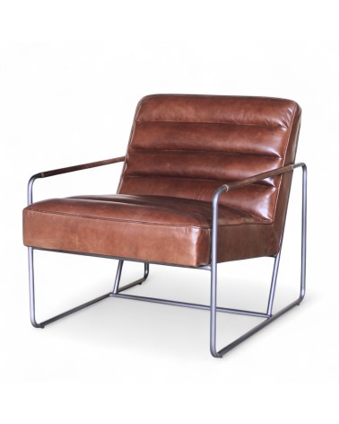 Sessel braunem Leder Metall - Modell Domino