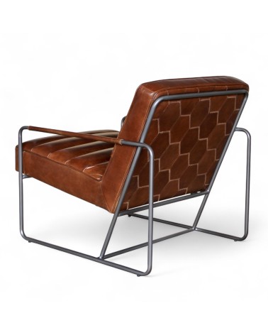 Sessel braunem Leder Metall - Modell Domino