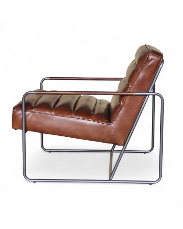 Sessel braunem Leder Metall - Modell Domino