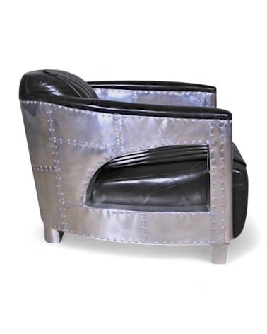 Fauteuil aviateur cuir vintage noir - collection Chuck