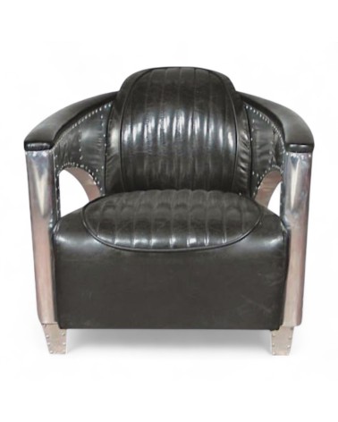 Aviator Sessel Schwarze Vintage Leder - Kollektion Chuck
