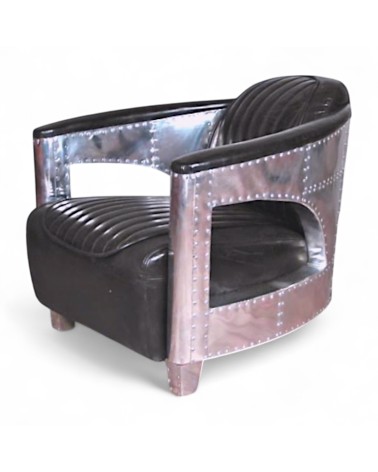 Fauteuil aviateur cuir vintage noir - collection Chuck