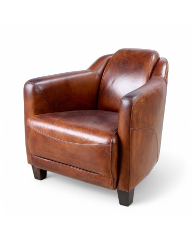 Fauteuil club cuir vintage marron - collection Alfred